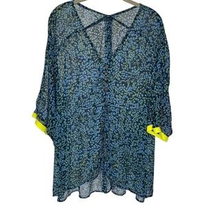 Free People Womens Sleepin In Shirt Sheer Oversized Kimono Cover Up